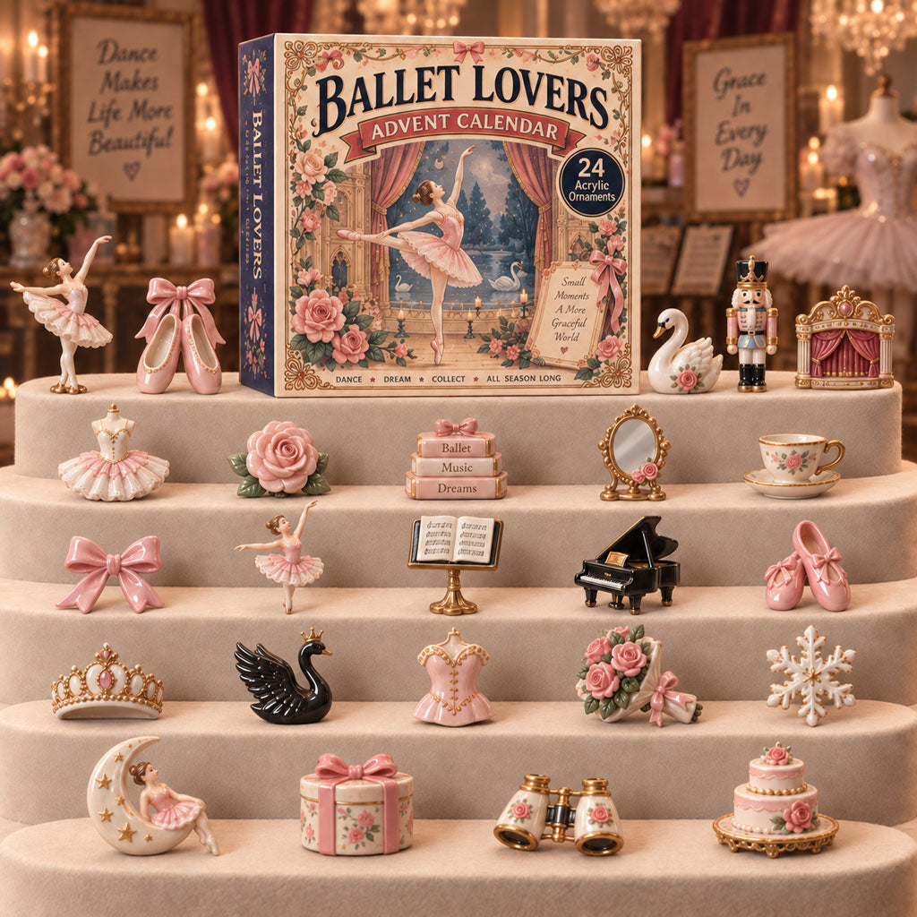 Ballerina Lover advent calendar box with 24 acrylic Christmas charms