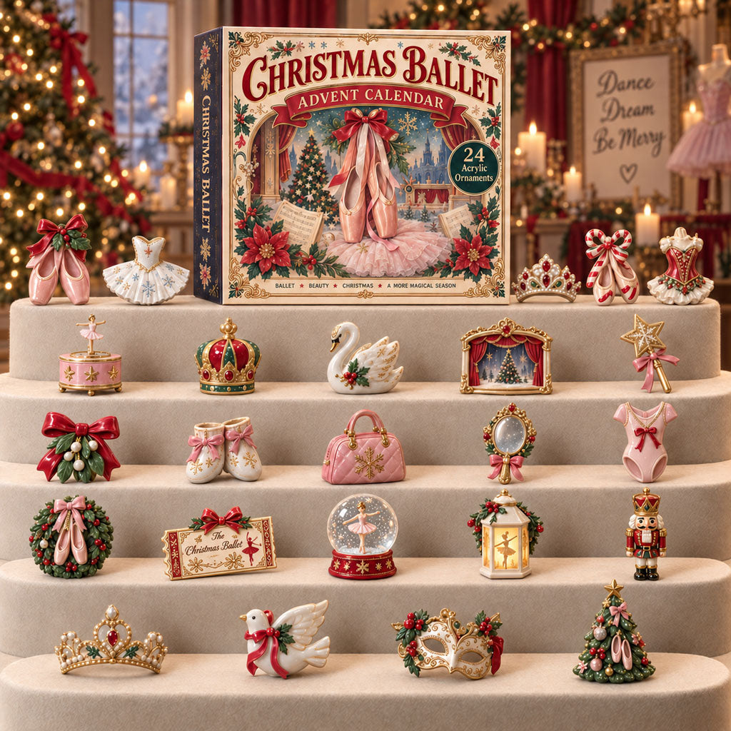 Ballet advent calendar box with 24 acrylic Christmas charms