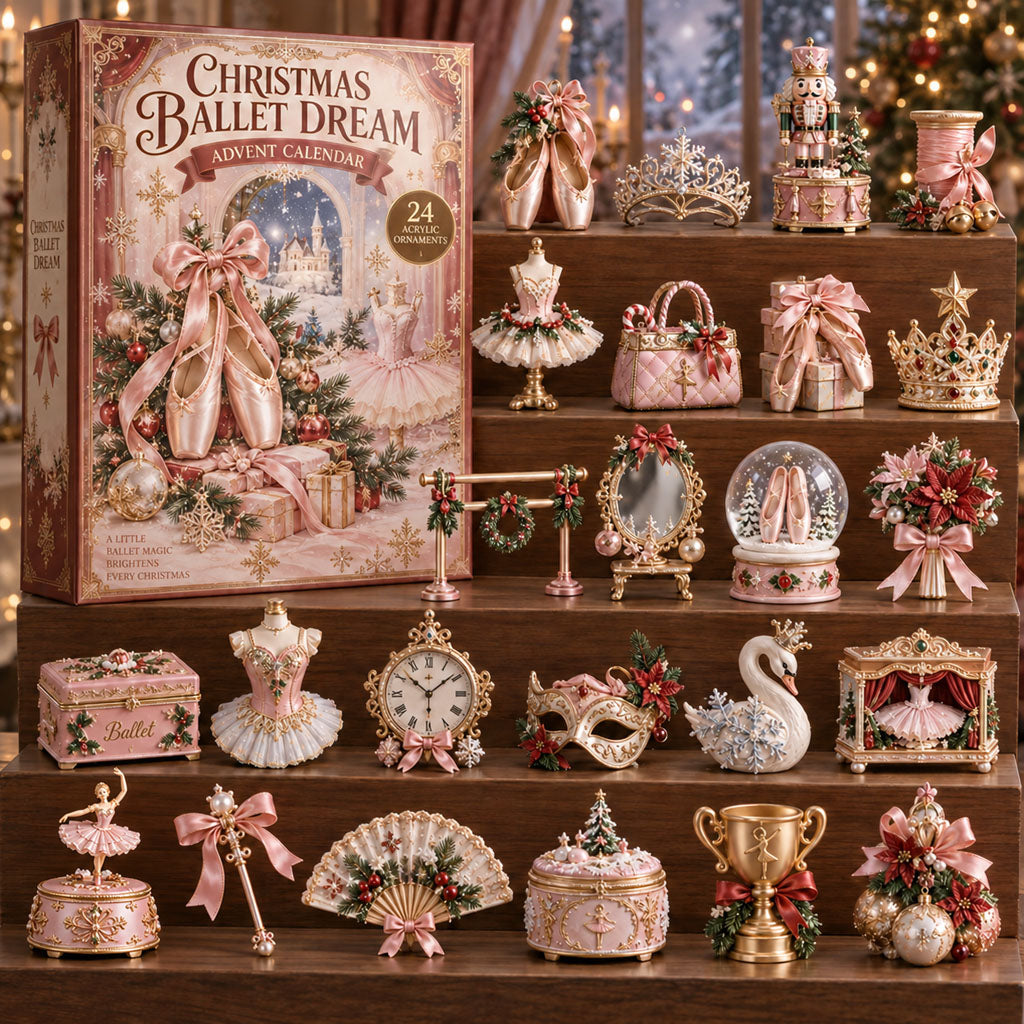 Ballet Dream advent calendar box with 24 acrylic Christmas charms