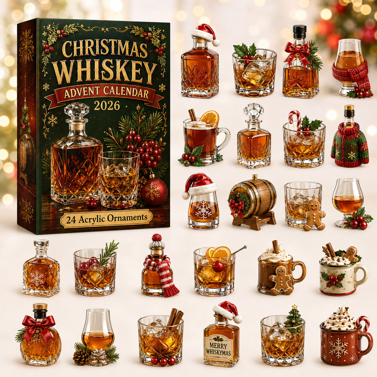 Barrel Drinks advent calendar box with 24 acrylic Christmas charms