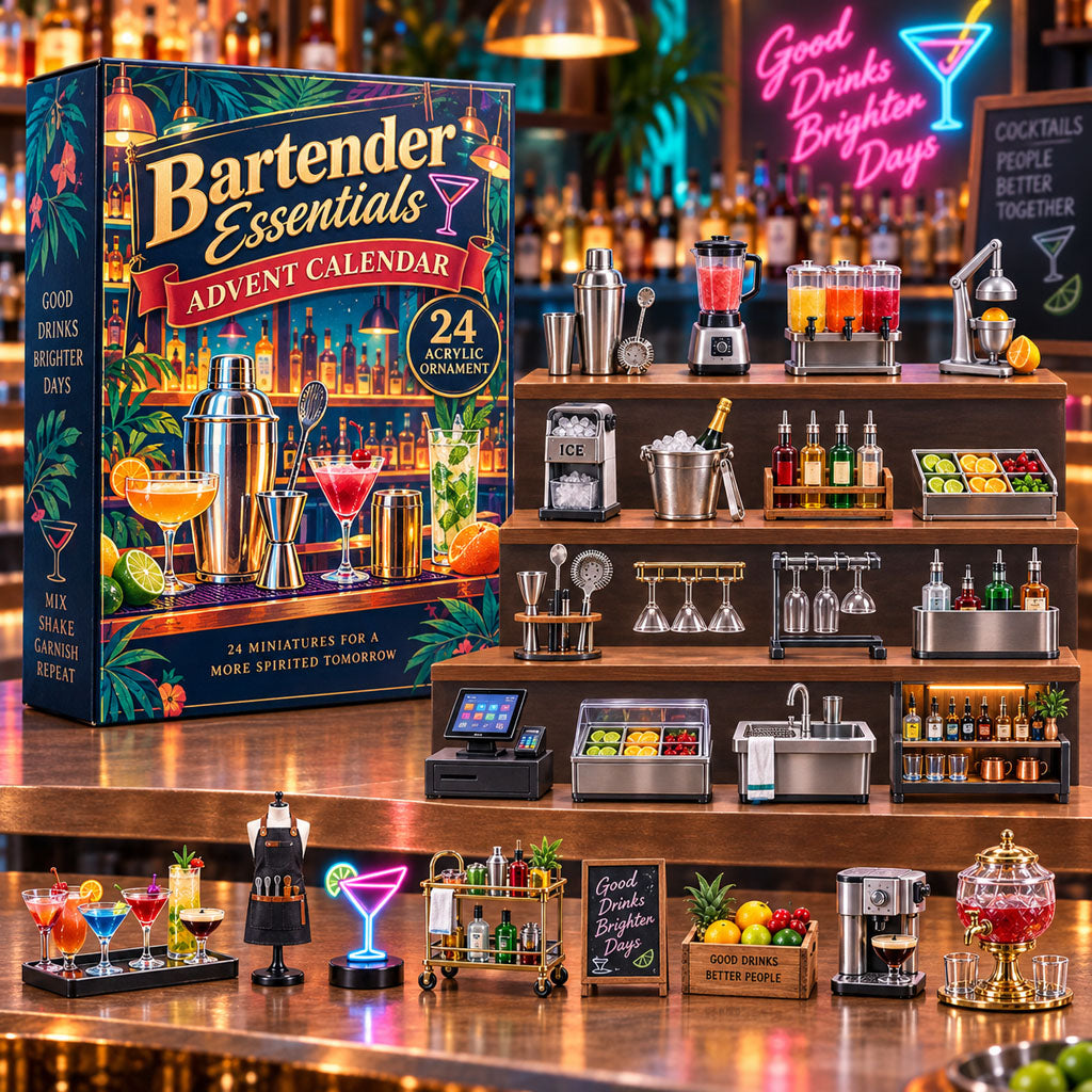 Bartender Essentials advent calendar box with 24 acrylic Christmas charms