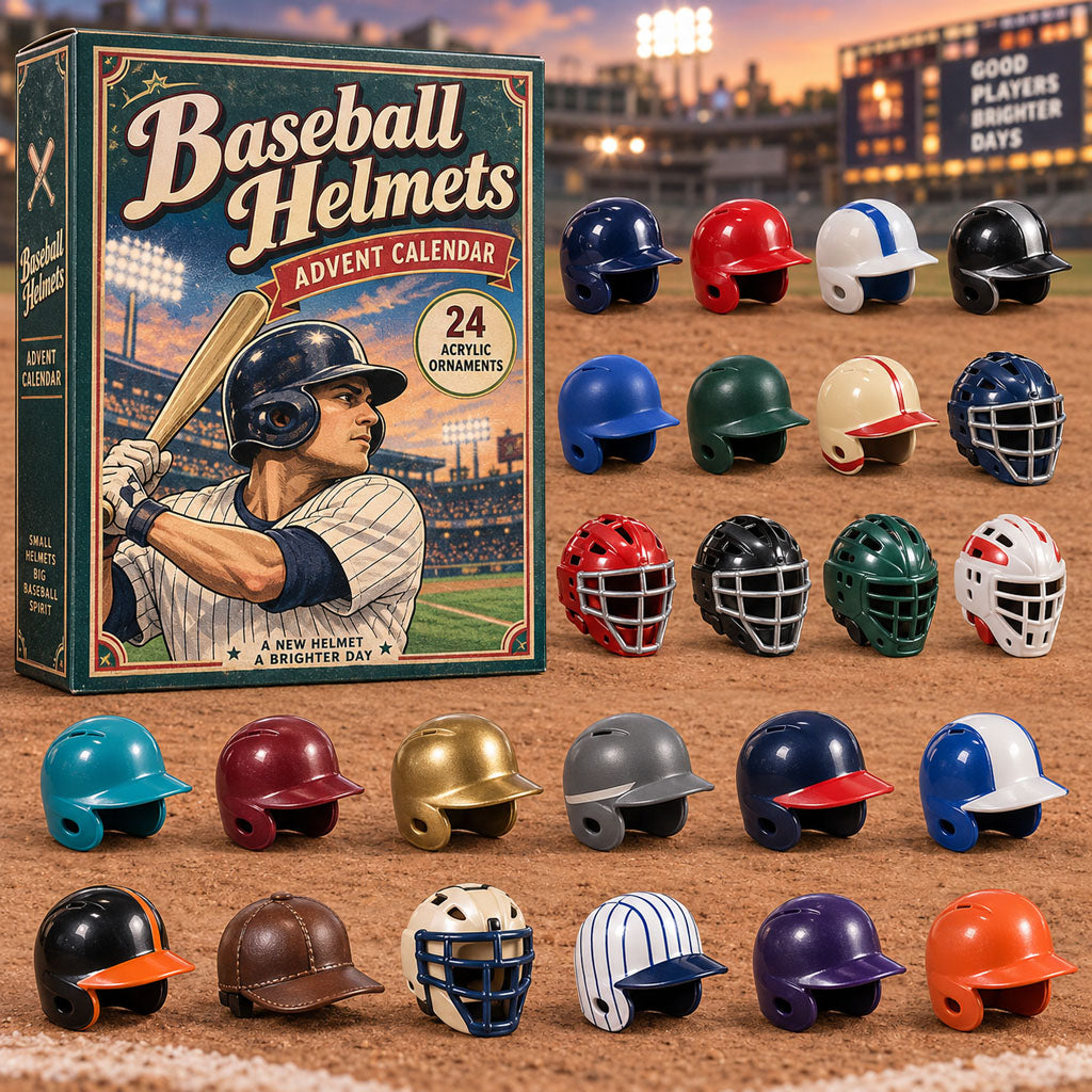 Baseball Helmets advent calendar box with 24 acrylic Christmas charms