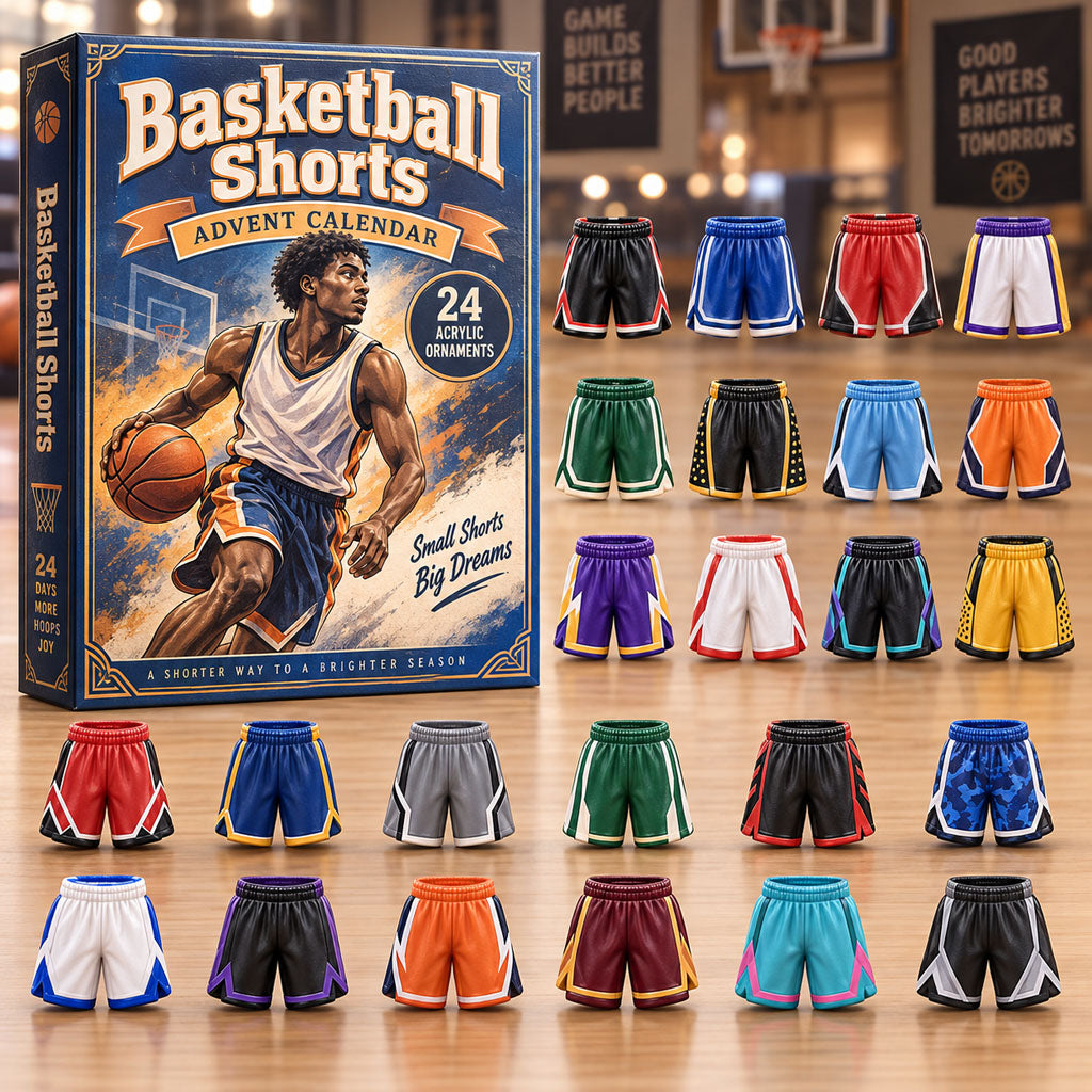 Basketball Shorts advent calendar box with 24 acrylic Christmas charms