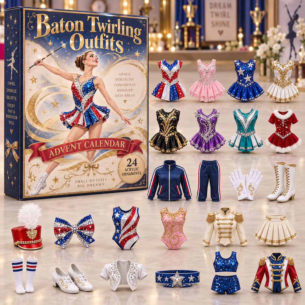 Baton Twirling Outfits advent calendar box with 24 acrylic Christmas charms
