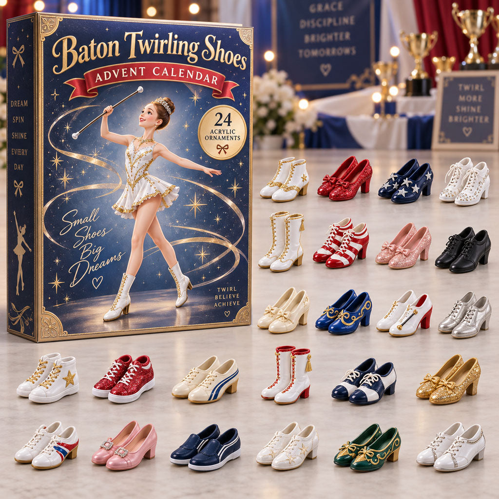 Baton Twirling Shoes advent calendar box with 24 acrylic Christmas charms