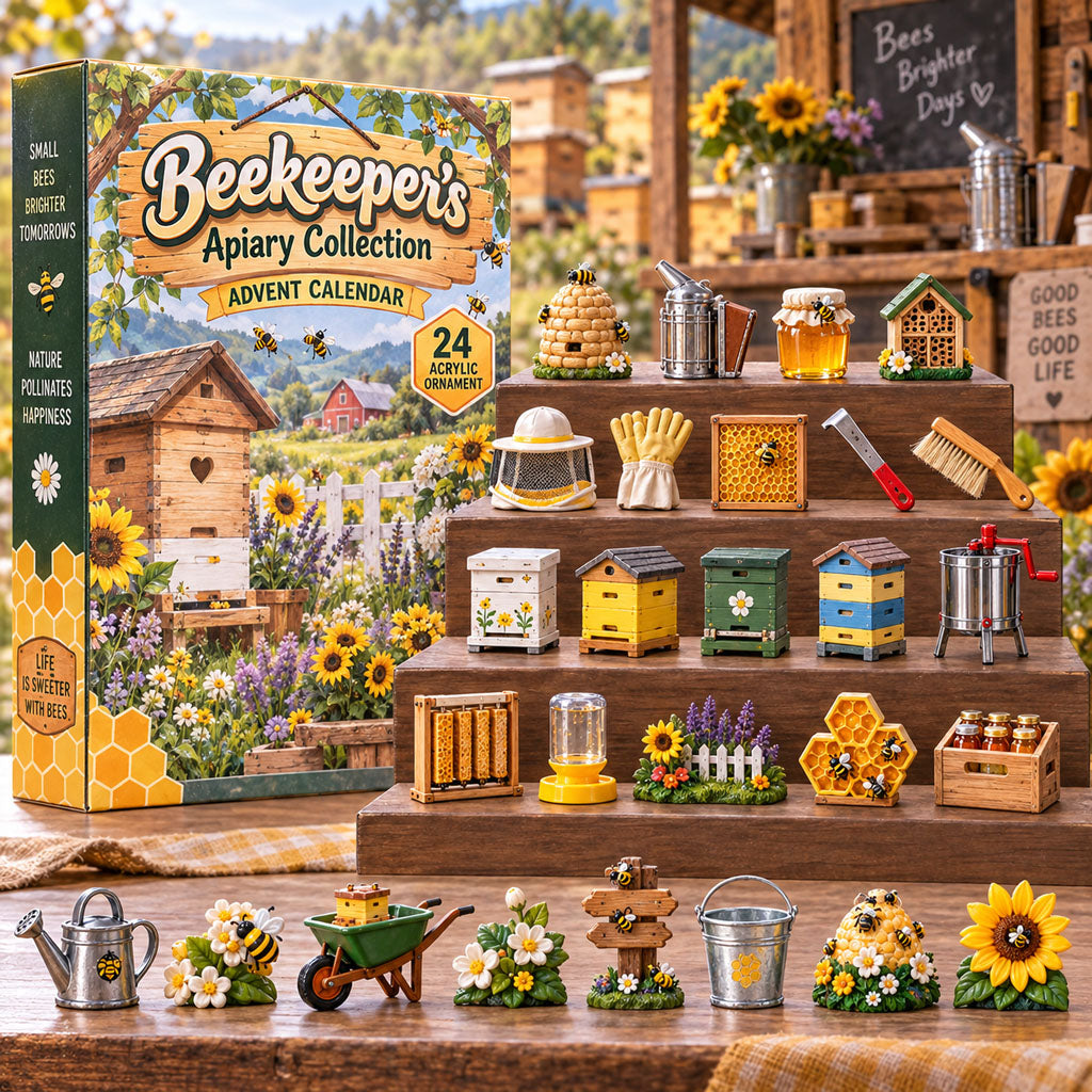 Beekeeper's Apiary advent calendar box with 24 acrylic Christmas charms
