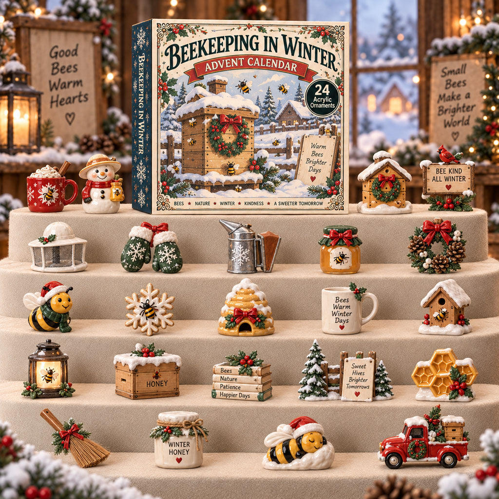 Beekeeping in Winter advent calendar box with 24 acrylic Christmas charms