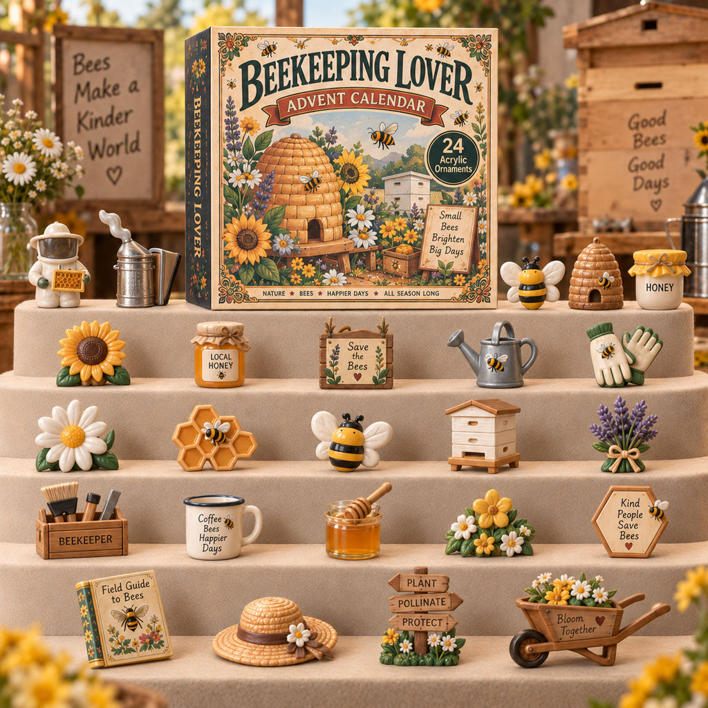 Beekeeping Lover advent calendar box with 24 acrylic Christmas charms