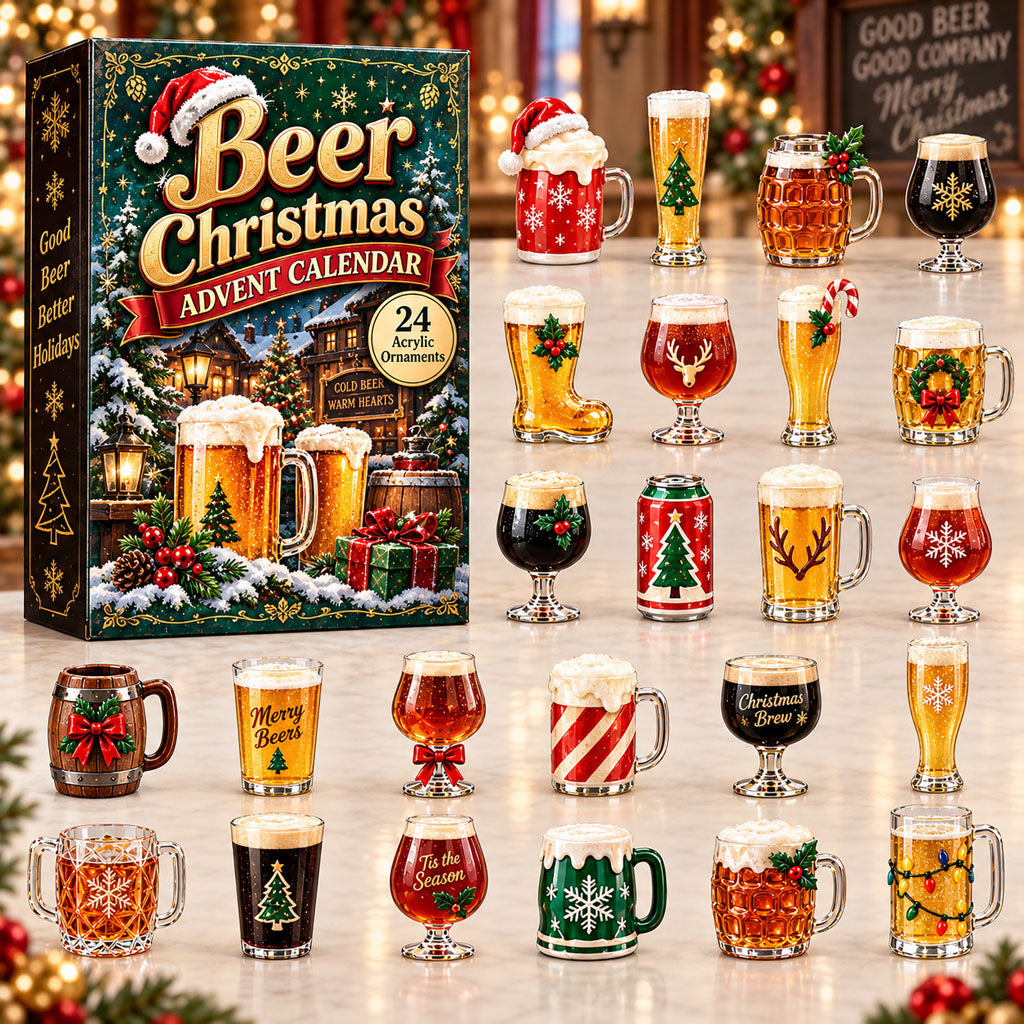 Beer advent calendar box with 24 acrylic Christmas charms