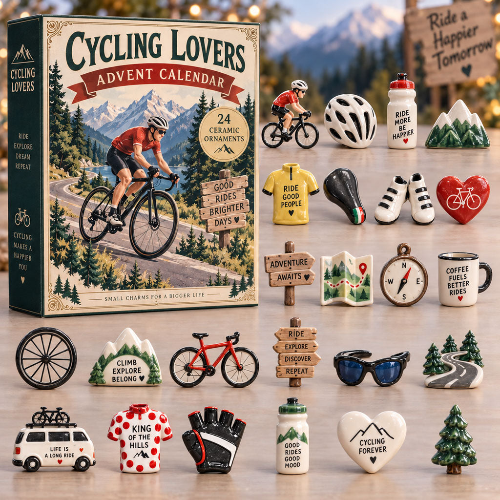 Bicycle advent calendar box with 24 acrylic Christmas charms