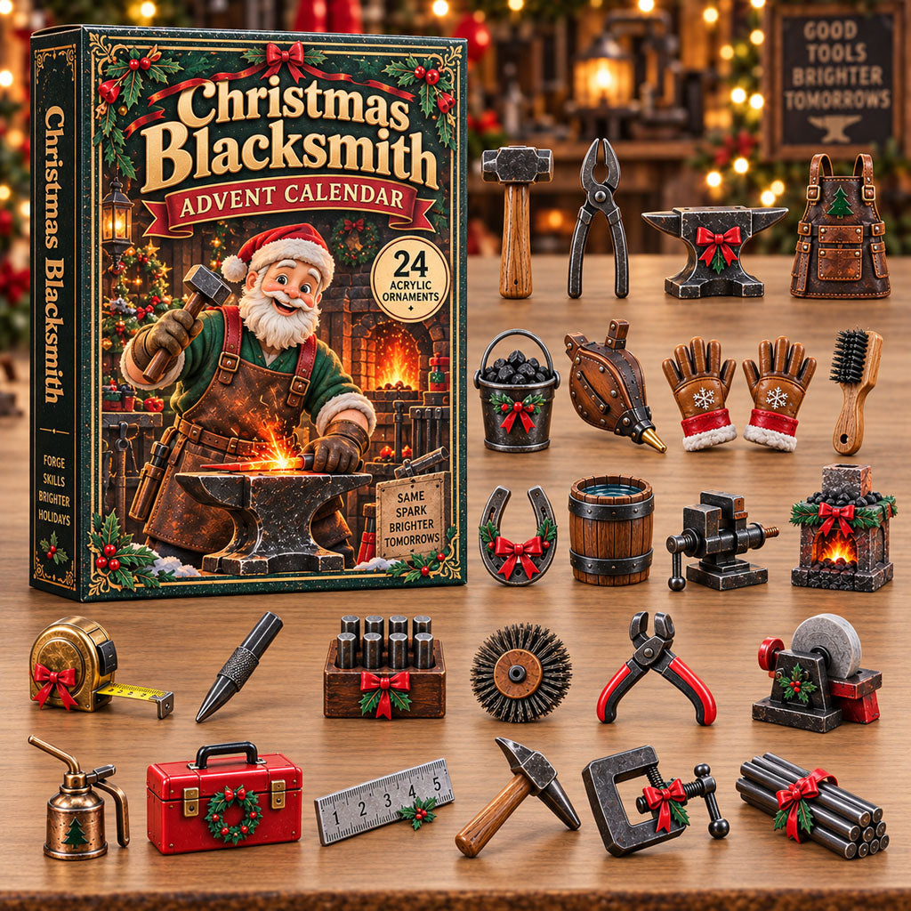 Blacksmith advent calendar box with 24 acrylic Christmas charms