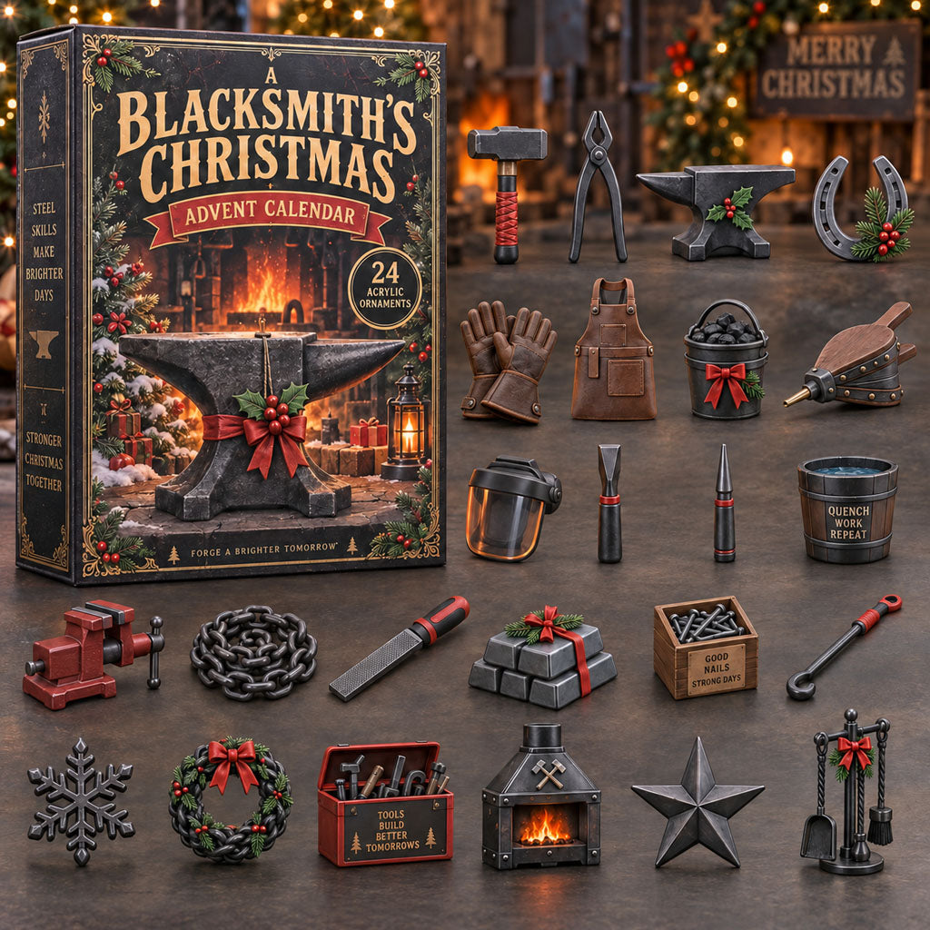 Blacksmith advent calendar box with 24 acrylic Christmas charms