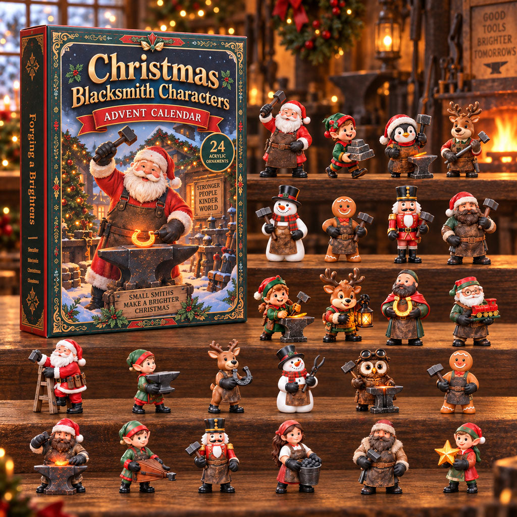 Blacksmith Characters advent calendar box with 24 acrylic Christmas charms