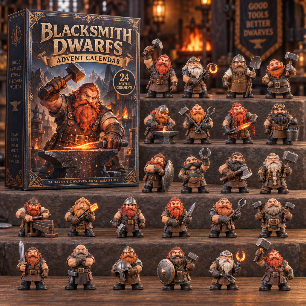Blacksmith Dwarves advent calendar box with 24 acrylic Christmas charms