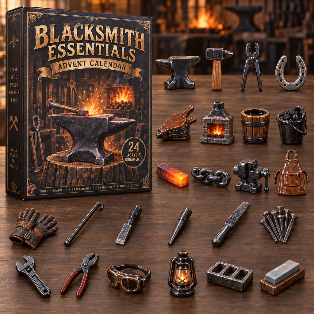 Blacksmith Essentials advent calendar box with 24 acrylic Christmas charms