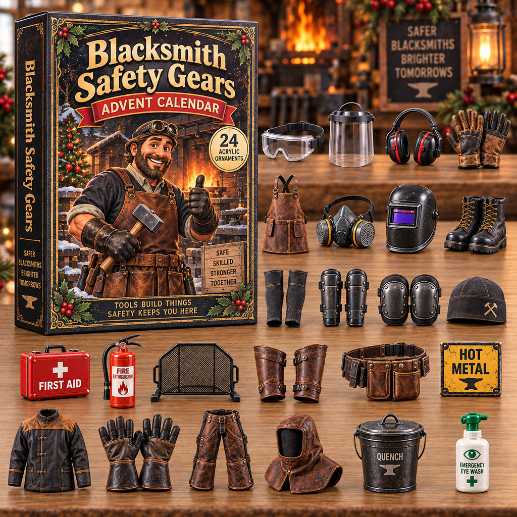 Blacksmith Safety Gears advent calendar box with 24 acrylic Christmas charms