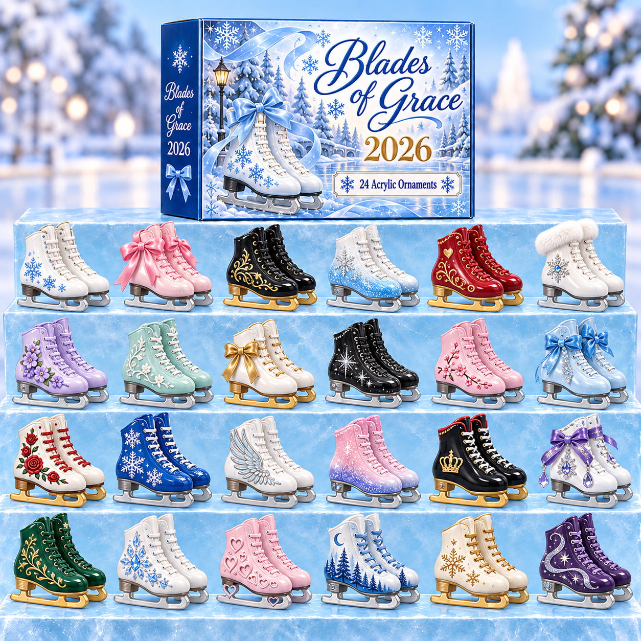 Blades of Grace advent calendar box with 24 acrylic Christmas charms