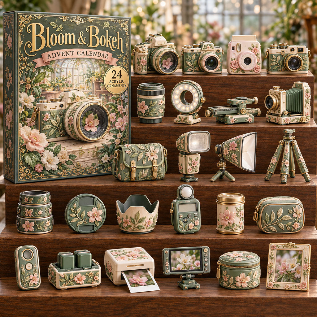 Bloom Bokeh advent calendar box with 24 acrylic Christmas charms