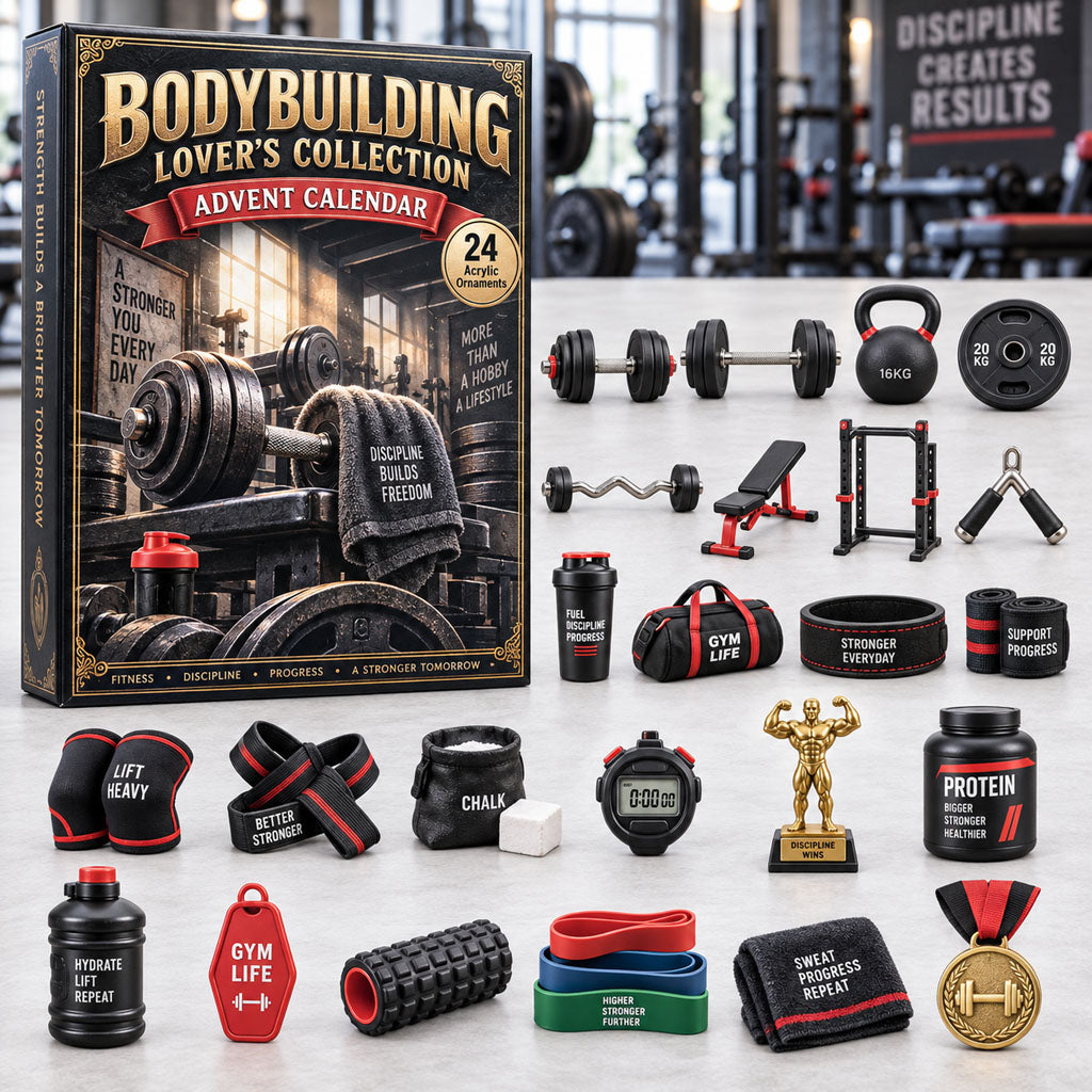 Bodybuilding advent calendar box with 24 acrylic Christmas charms