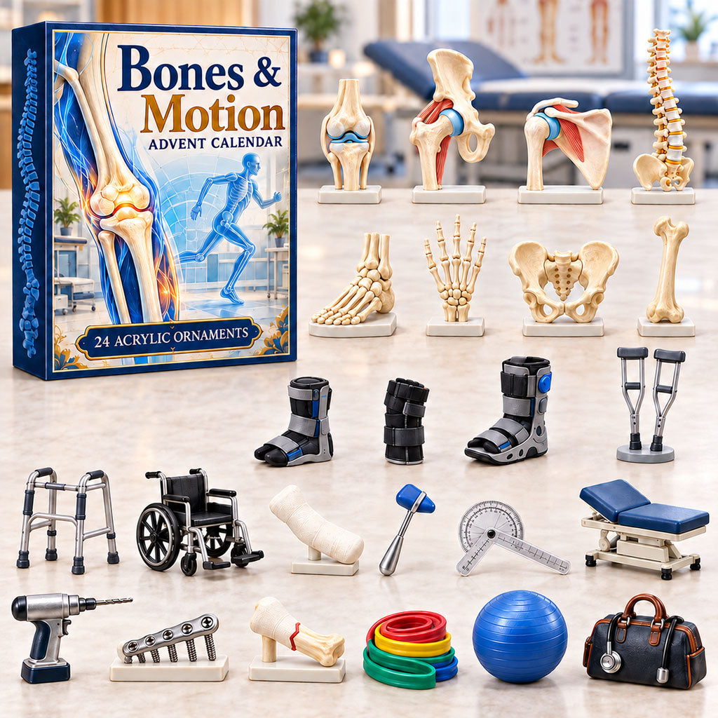 Bones and Motion advent calendar box with 24 acrylic Christmas charms