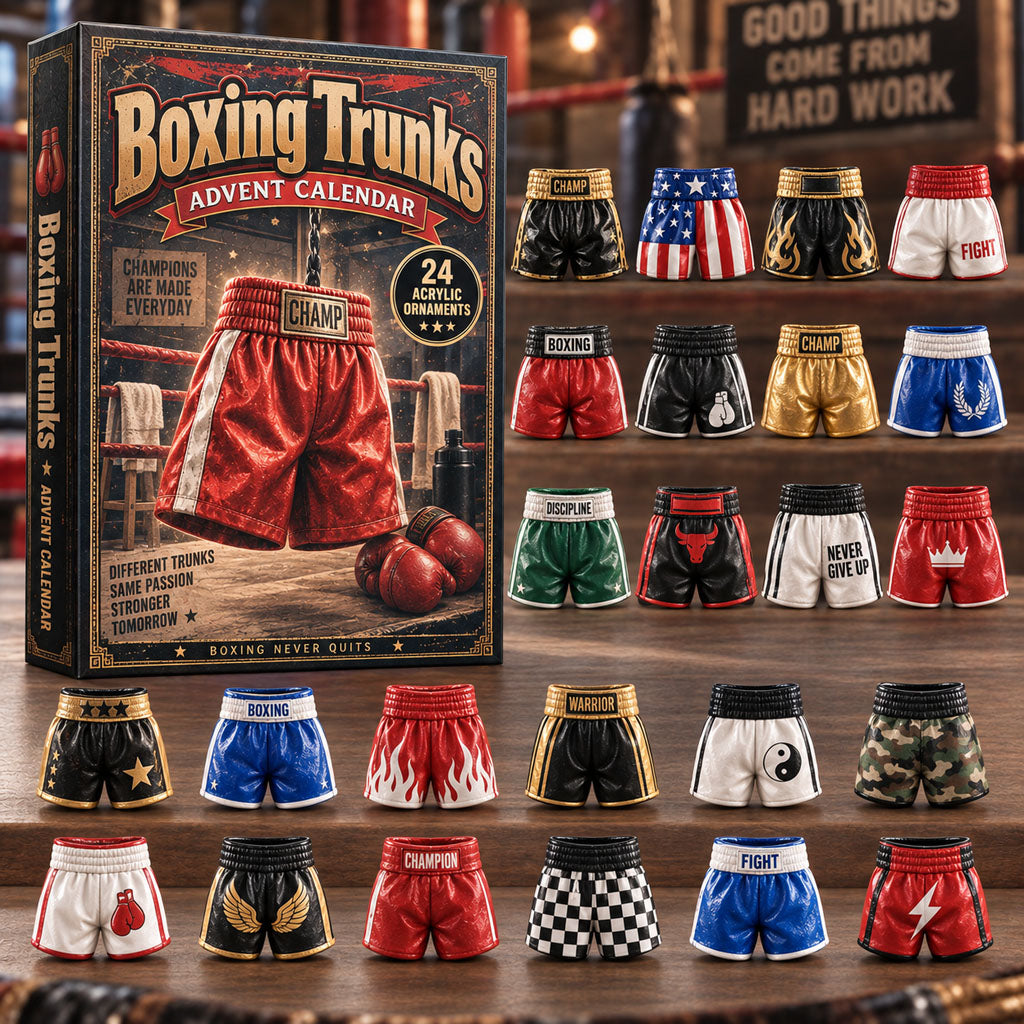 Boxing Trunks advent calendar box with 24 acrylic Christmas charms