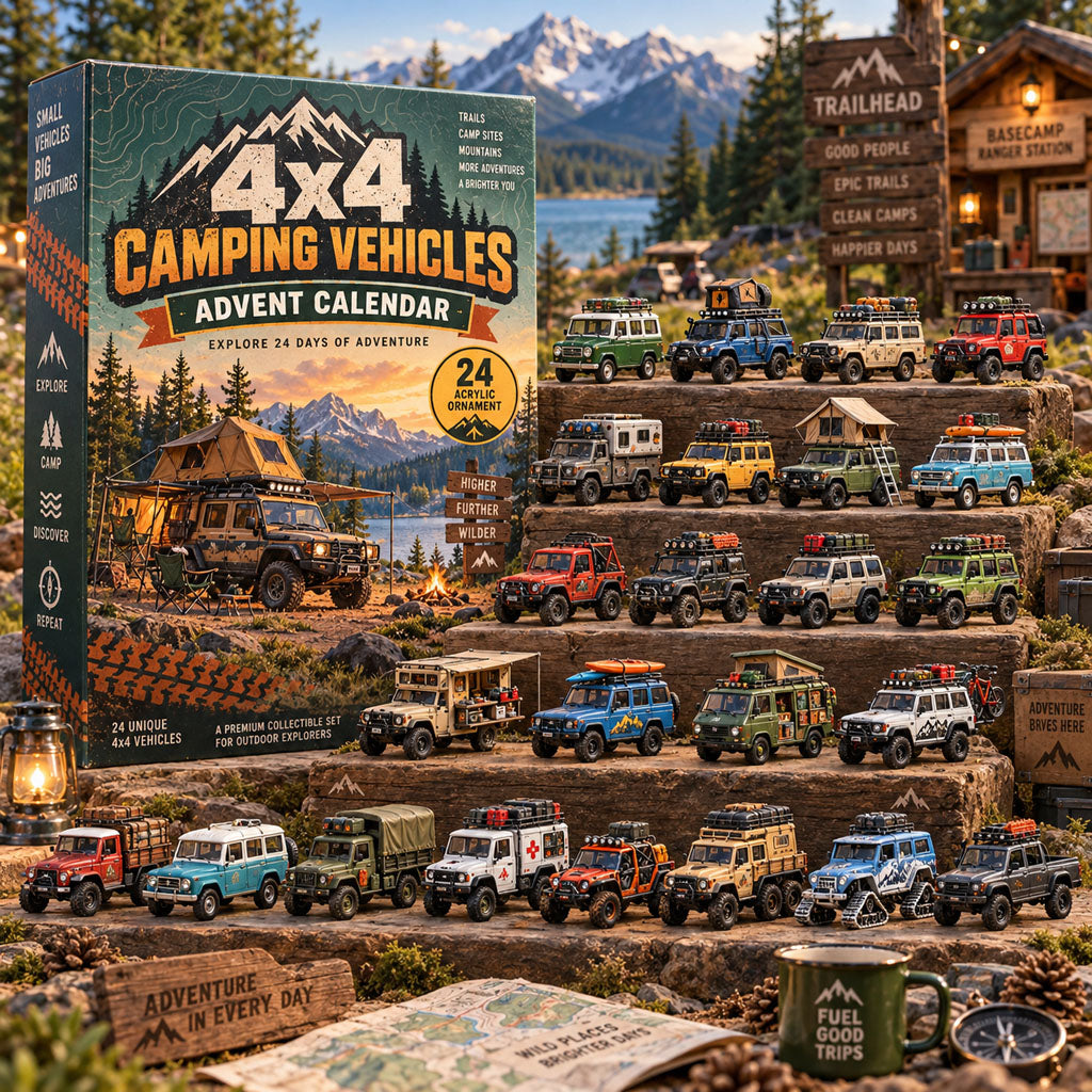 Camping Vehicles advent calendar box with 24 acrylic Christmas charms