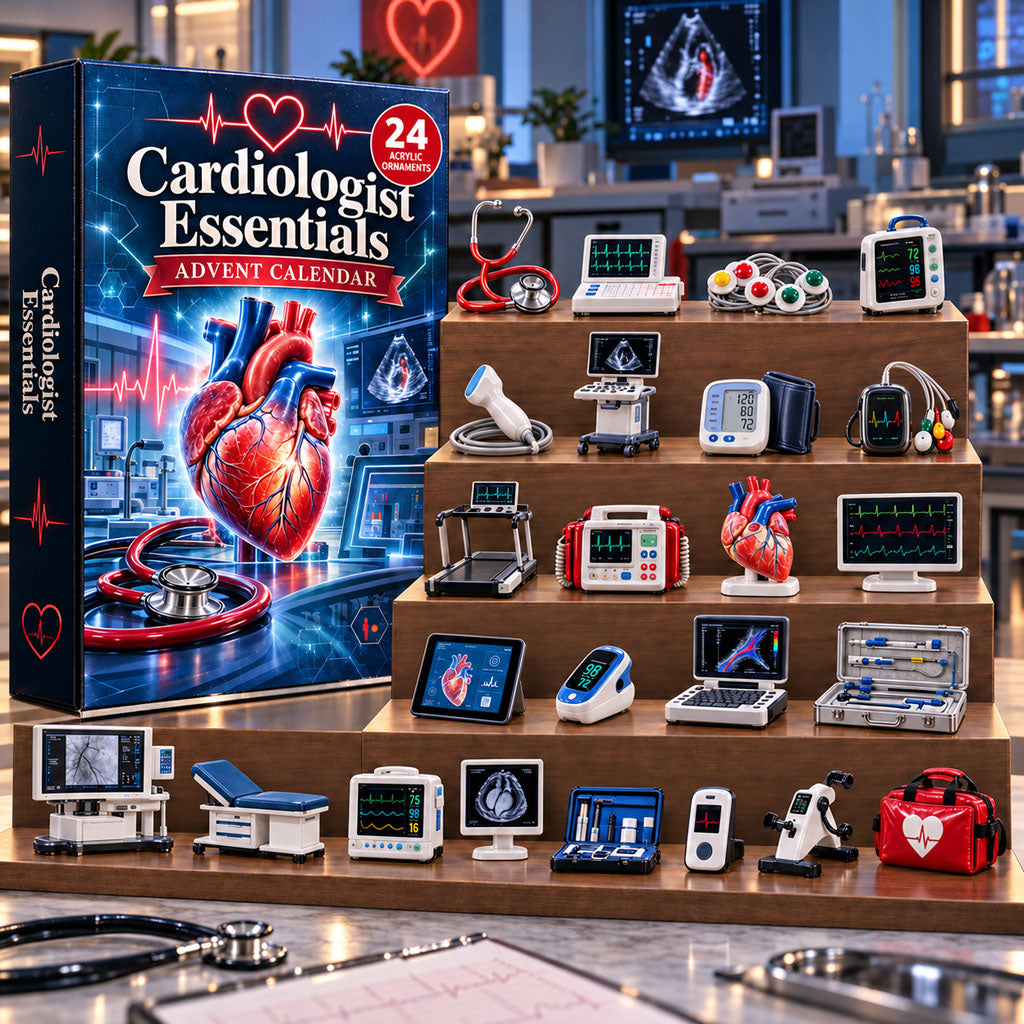 Cardiologist Essentials advent calendar box with 24 acrylic Christmas charms