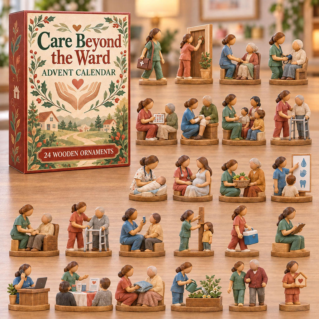 Care Beyond Ward advent calendar box with 24 wooden Christmas charms