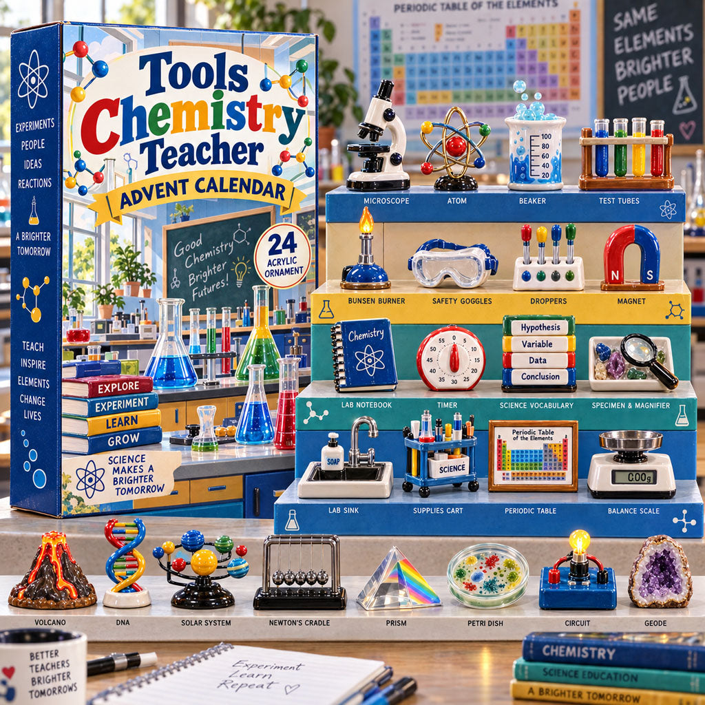 Chemistry Teacher Tools advent calendar box with 24 acrylic Christmas charms