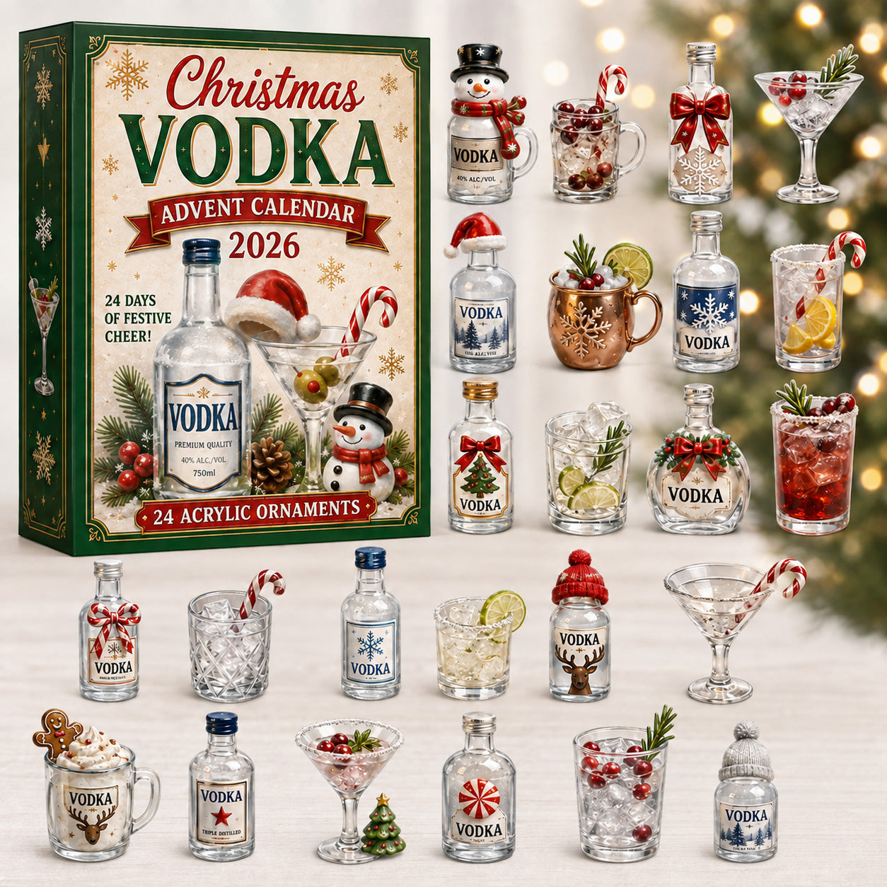 Chill Drinks advent calendar box with 24 acrylic Christmas charms