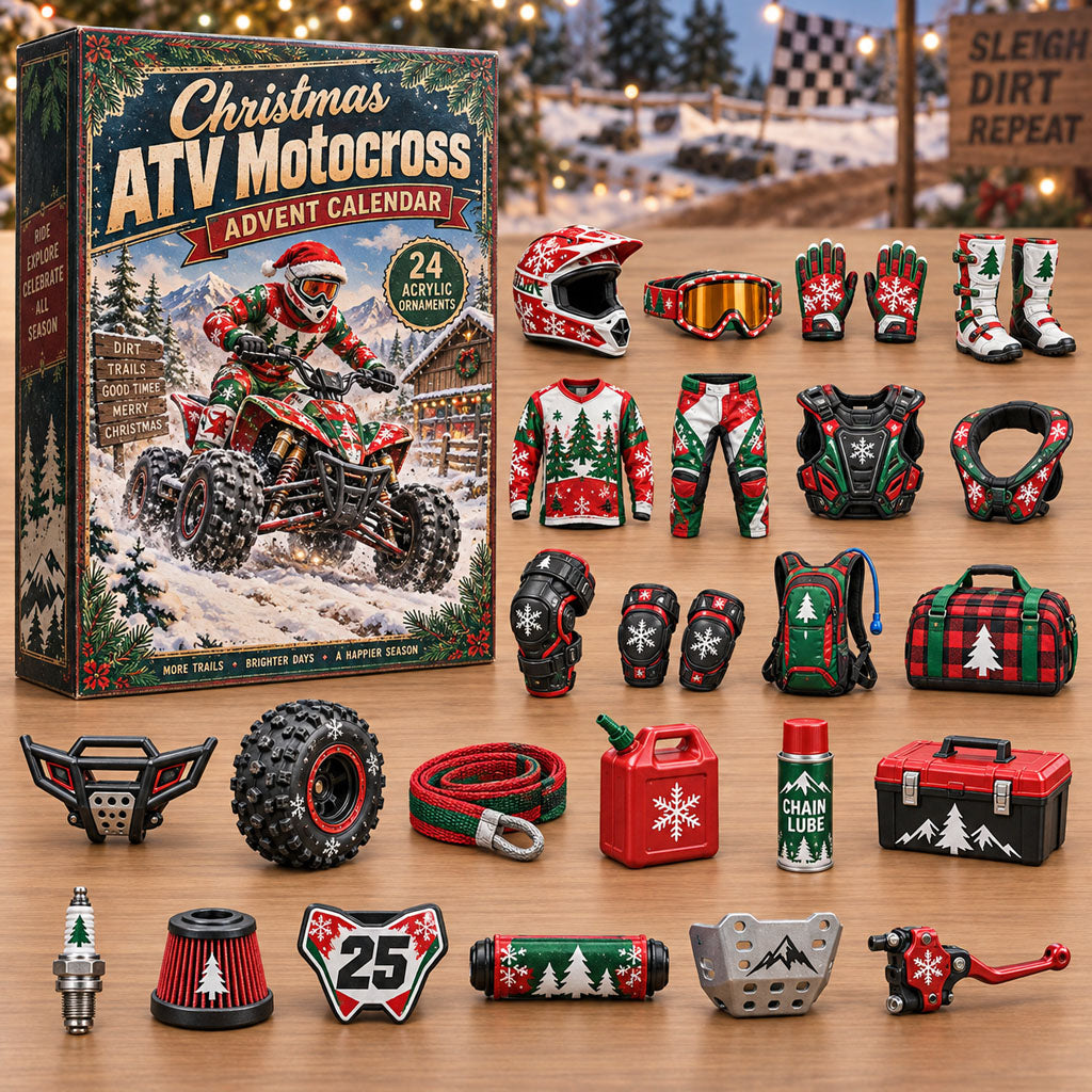 Christmas ATV Motocross advent calendar box with 24 acrylic Christmas charms