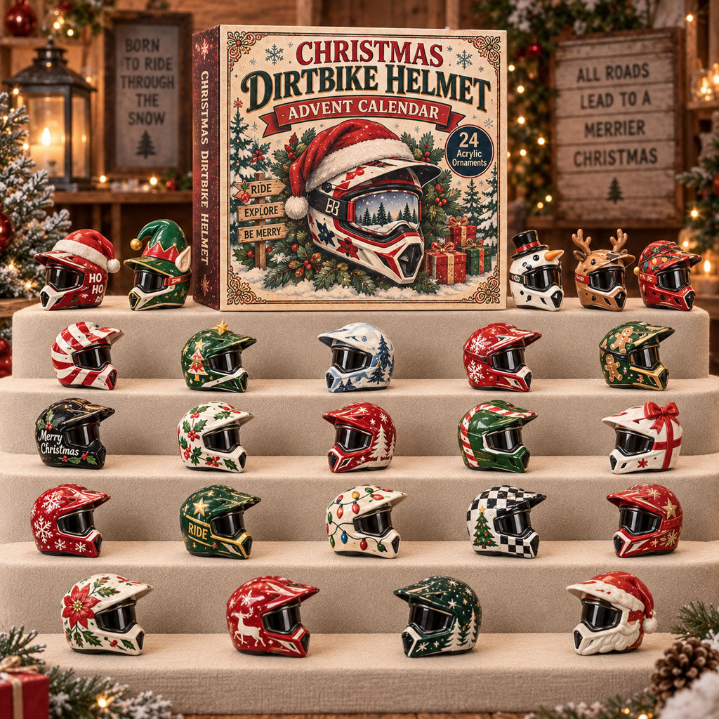 Christmas Dirtbike Helmet advent calendar box with 24 acrylic Christmas charms