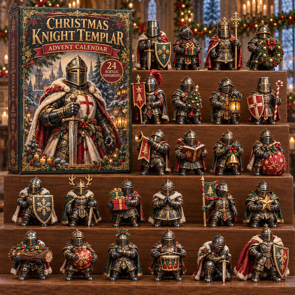 Christmas Knight Templar advent calendar box with 24 acrylic Christmas charms