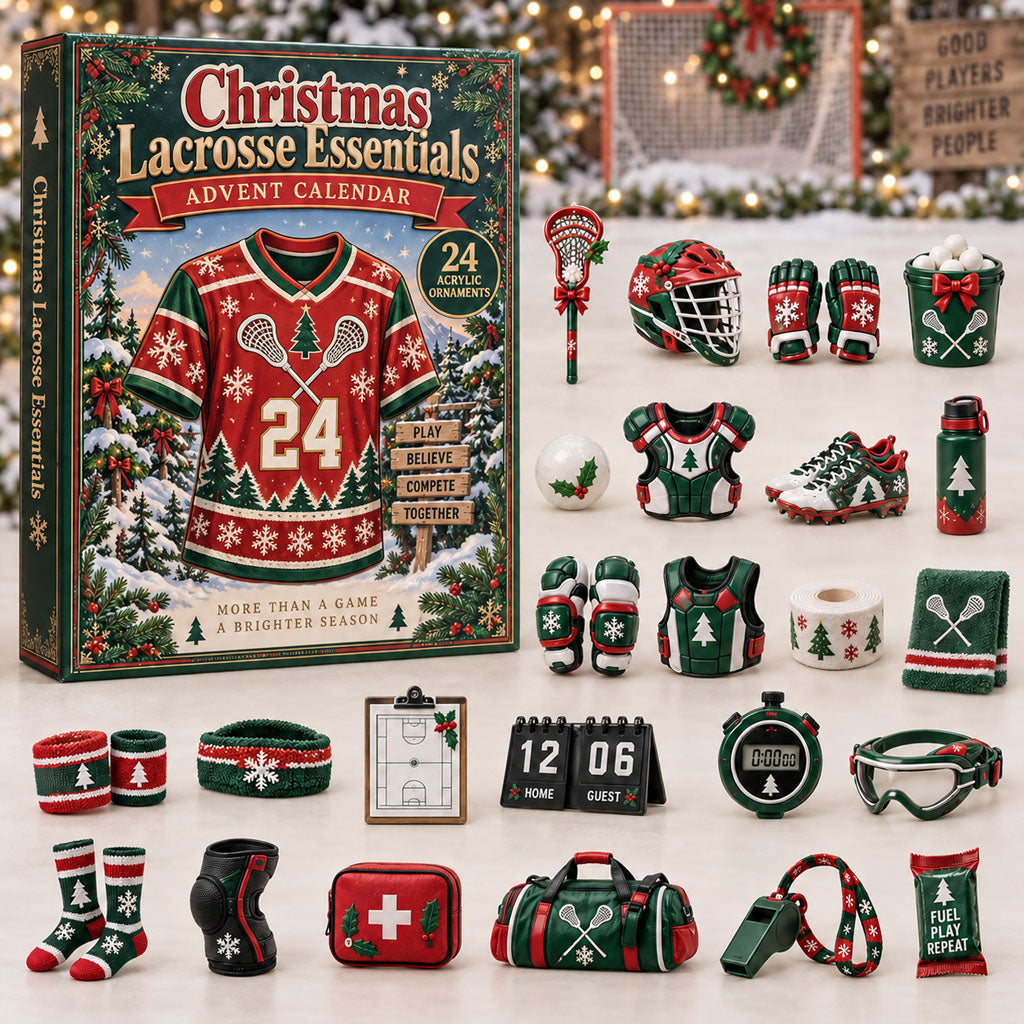 Christmas Lacrosse Essentials advent calendar box with 24 acrylic Christmas charms