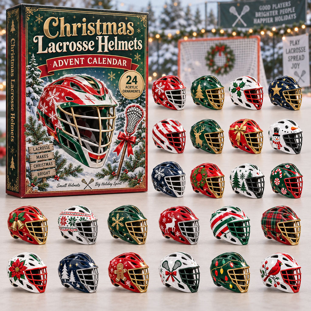 Christmas Lacrosse Helmets advent calendar box with 24 acrylic Christmas charms