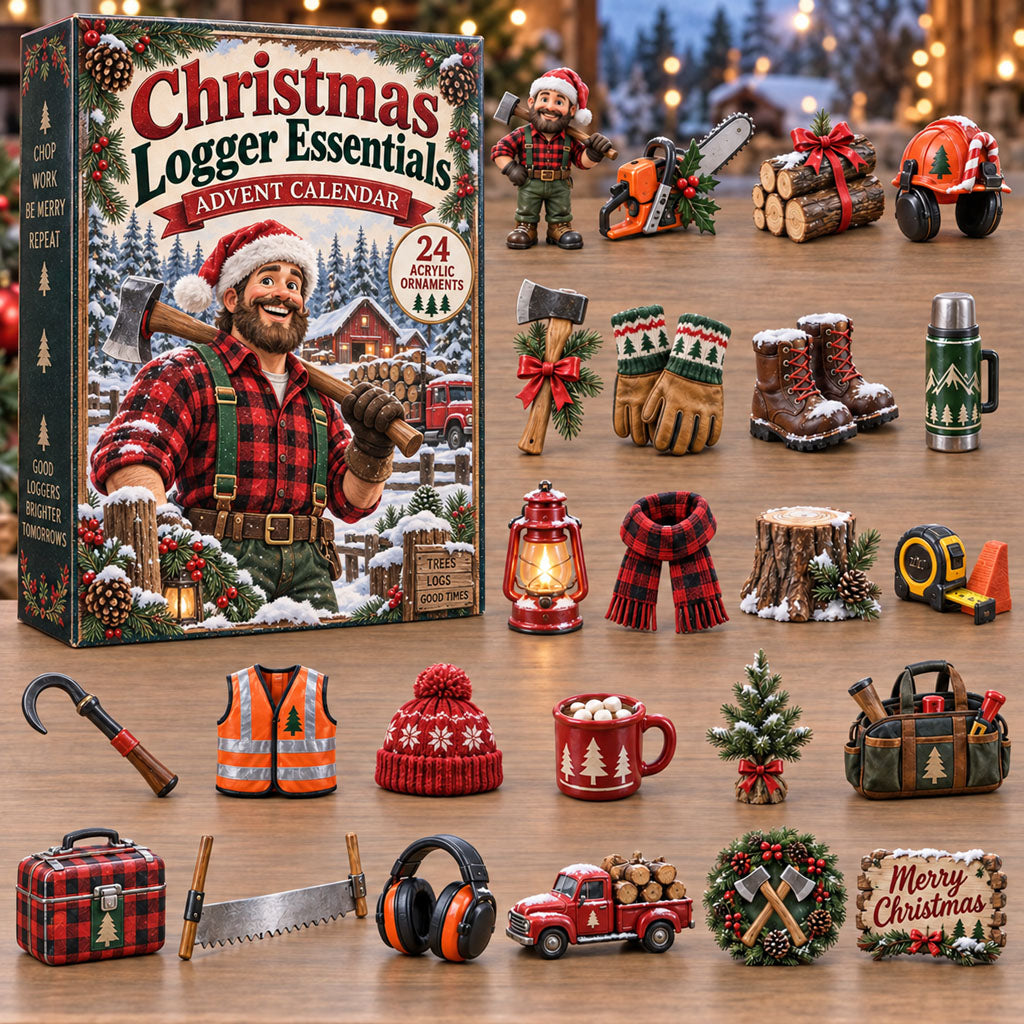 Christmas Logger Essentials advent calendar box with 24 acrylic Christmas charms