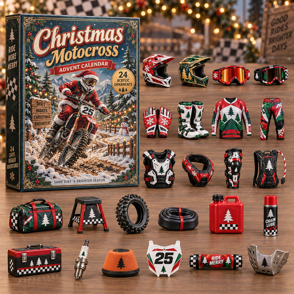 Christmas Motocross advent calendar box with 24 acrylic Christmas charms