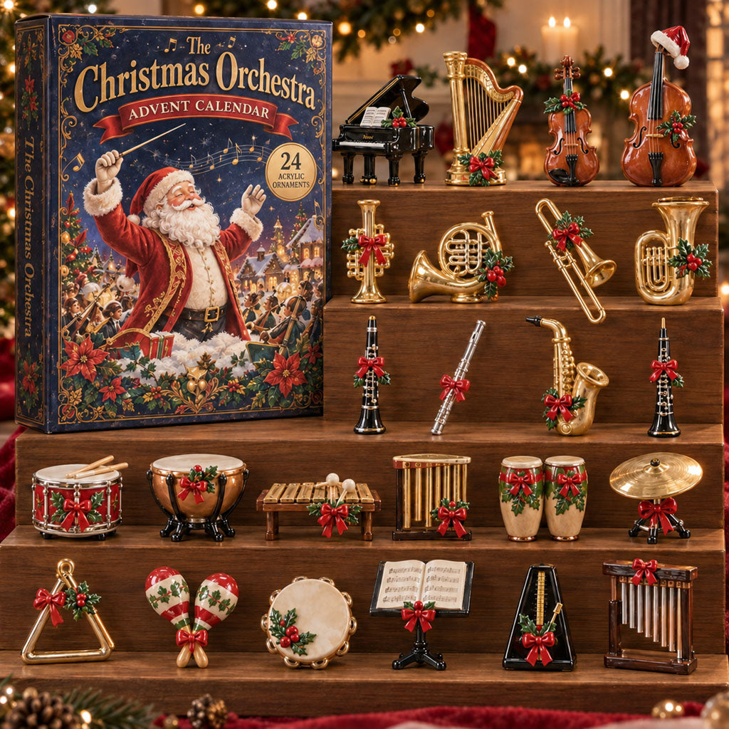 Christmas Orchestra advent calendar box with 24 acrylic Christmas charms