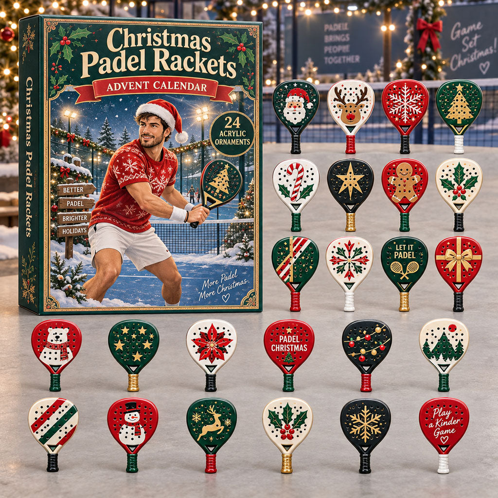 Christmas Padel Rackets advent calendar box with 24 acrylic Christmas charms