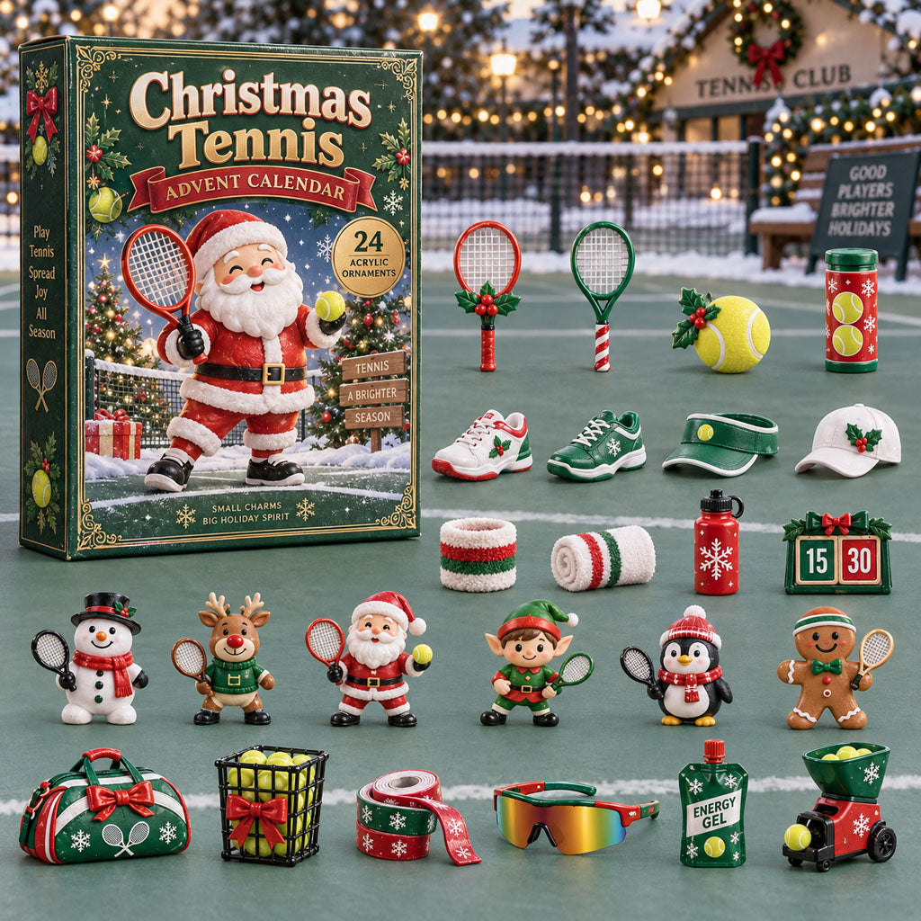 Christmas Tennis advent calendar box with 24 acrylic Christmas charms
