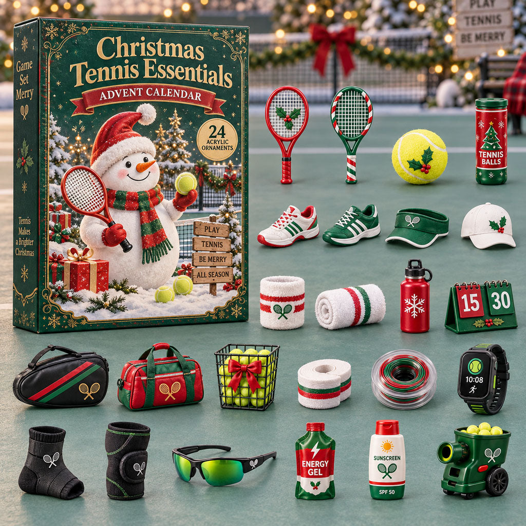 Christmas Tennis Essentials advent calendar box with 24 acrylic Christmas charms