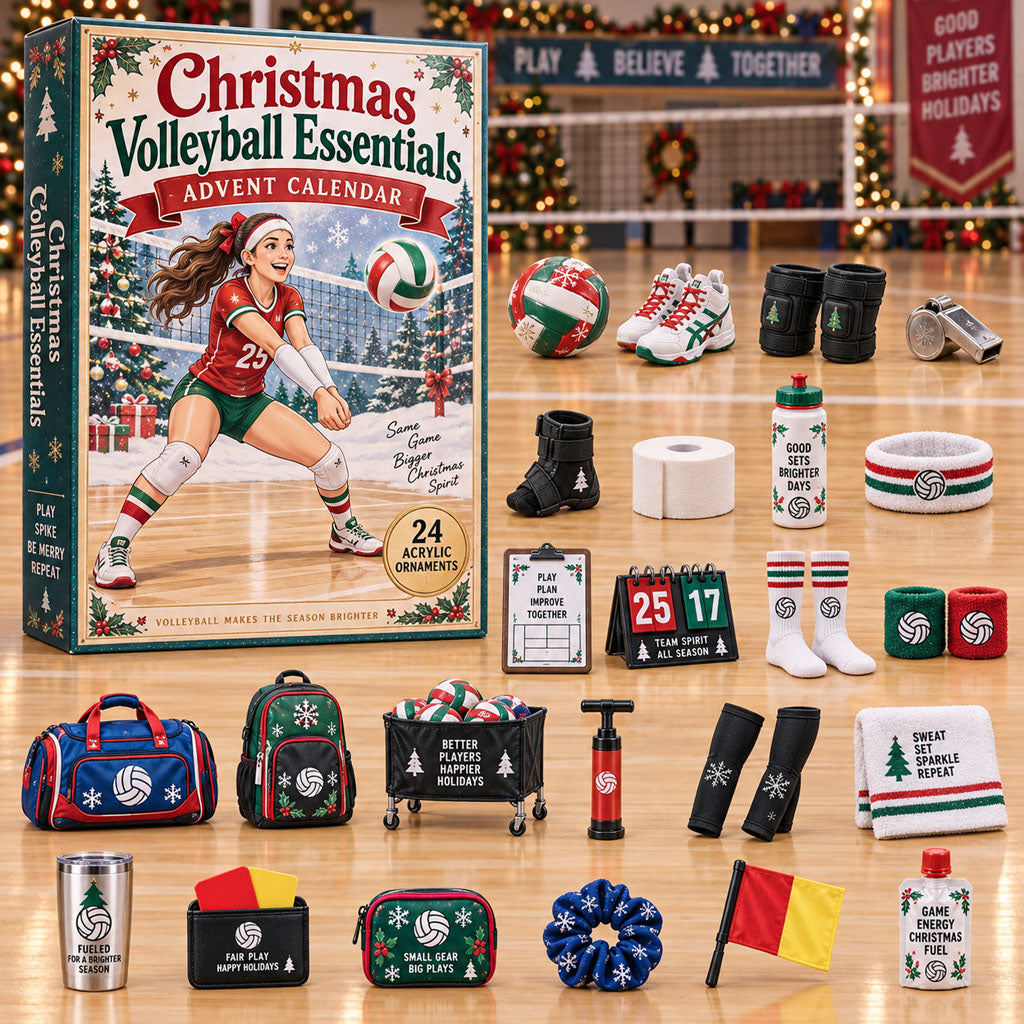 Christmas Volleyball Essentials advent calendar box with 24 acrylic Christmas charms