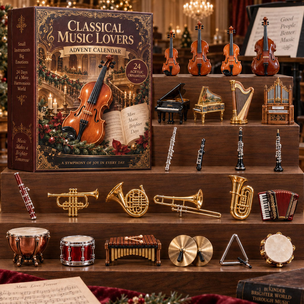 Classical Music Lovers advent calendar box with 24 acrylic Christmas charms