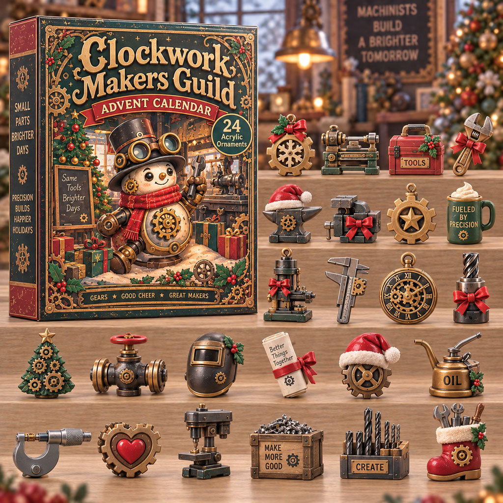 Clockwork Makers Guild advent calendar box with 24 acrylic Christmas charms