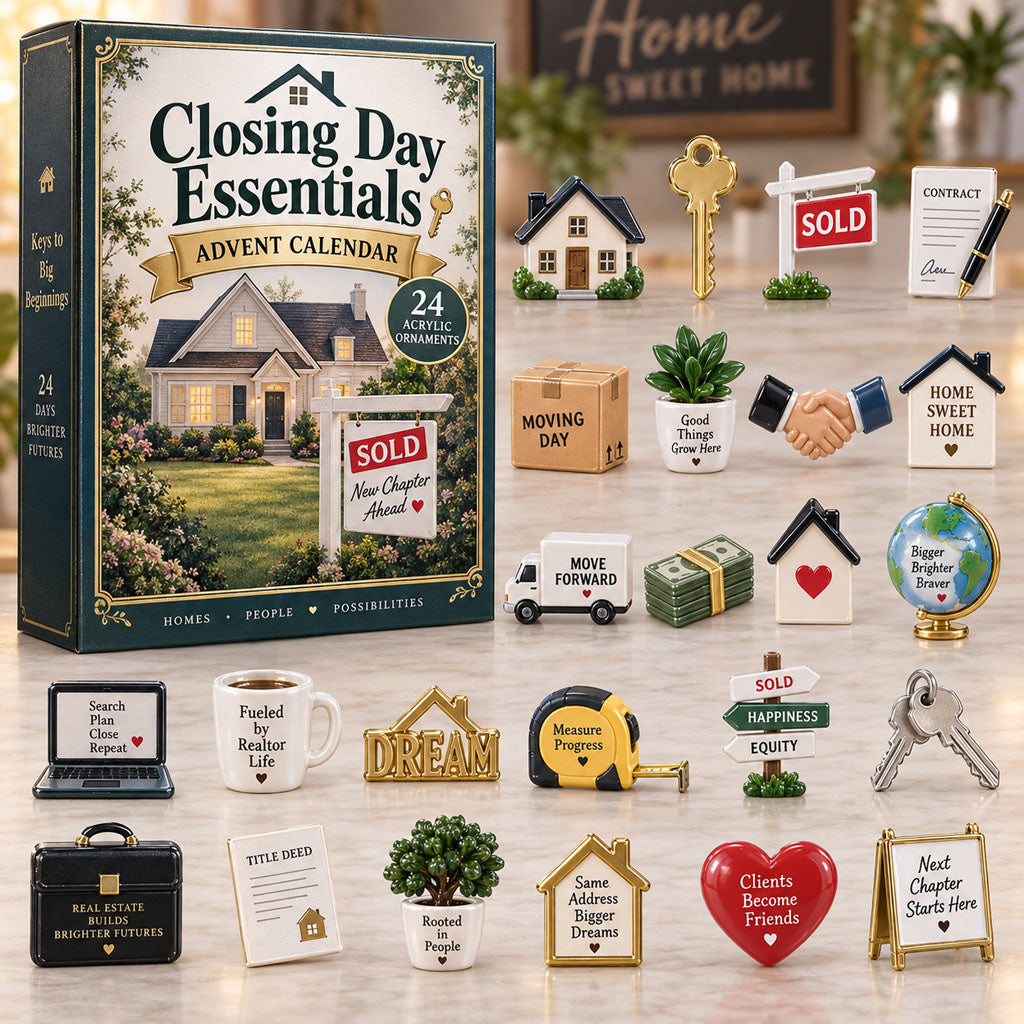 Closing Day Essentials advent calendar box with 24 acrylic Christmas charms