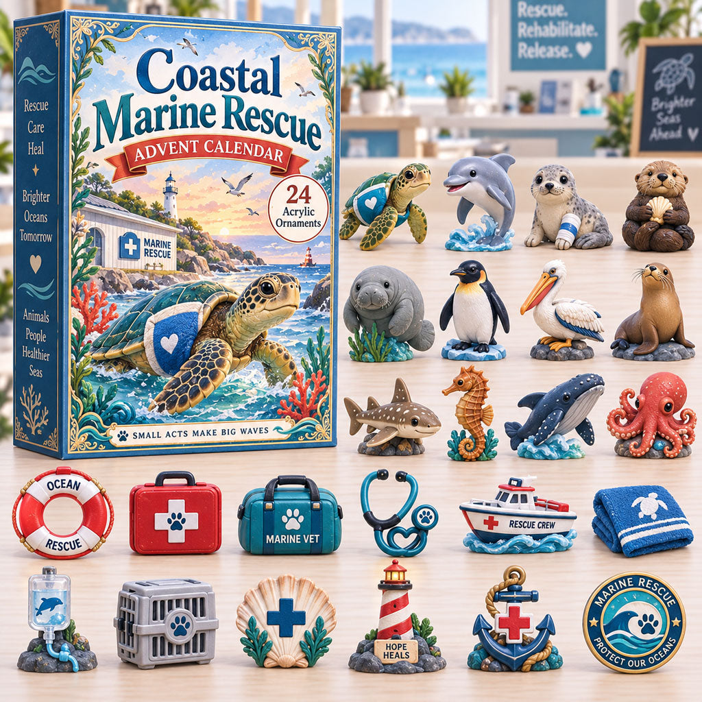Coastal Marine Rescue advent calendar box with 24 acrylic Christmas charms