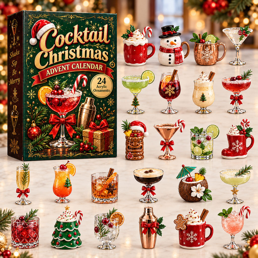Cocktail advent calendar box with 24 acrylic Christmas charms