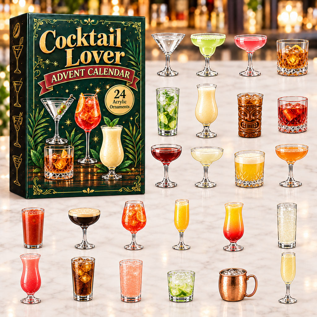 Cocktail Lover advent calendar box with 24 acrylic Christmas charms