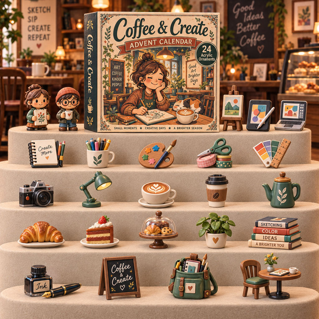 Coffee and Create advent calendar box with 24 acrylic Christmas charms
