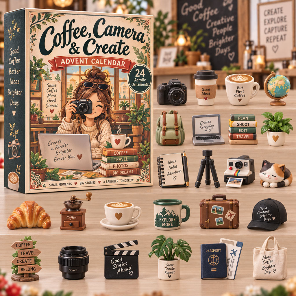 Coffee Camera Create advent calendar box with 24 acrylic Christmas charms